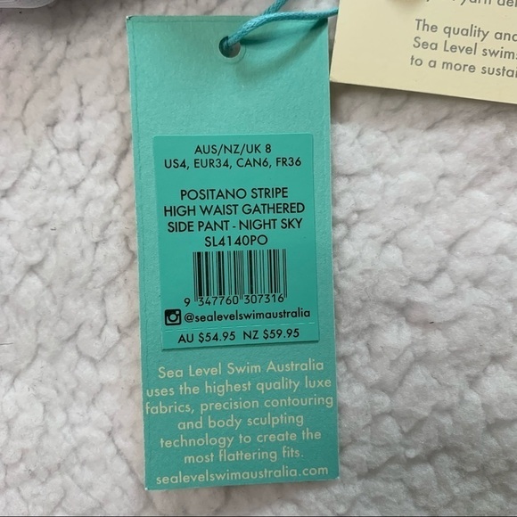 Sea Level Swim Australia NWT Positano Stripe High Waist Gathered Side Pant Size4 - Picture 9 of 16